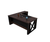 Modern L-Shaped Executive Desk with Storage Rack