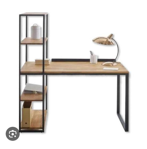 Modern Industrial Study Table with Shelving