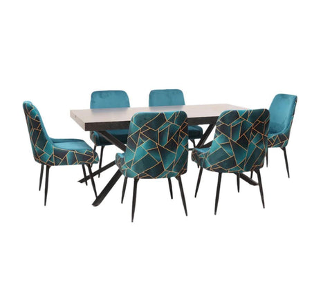 Modern Dining Set with Fabric Chairs