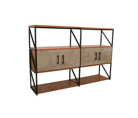 Modern Industrial Style Iron Rack with Cabinets