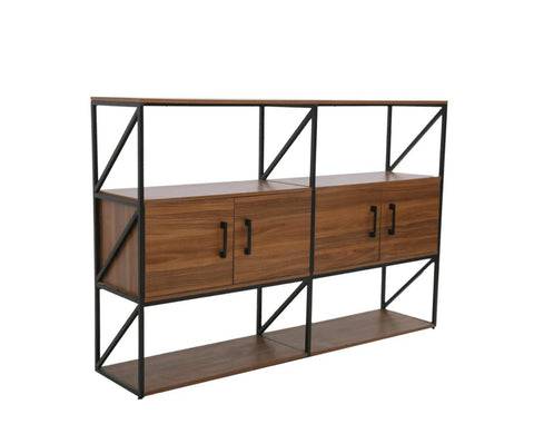 Modern Industrial Style Iron Rack with Cabinets