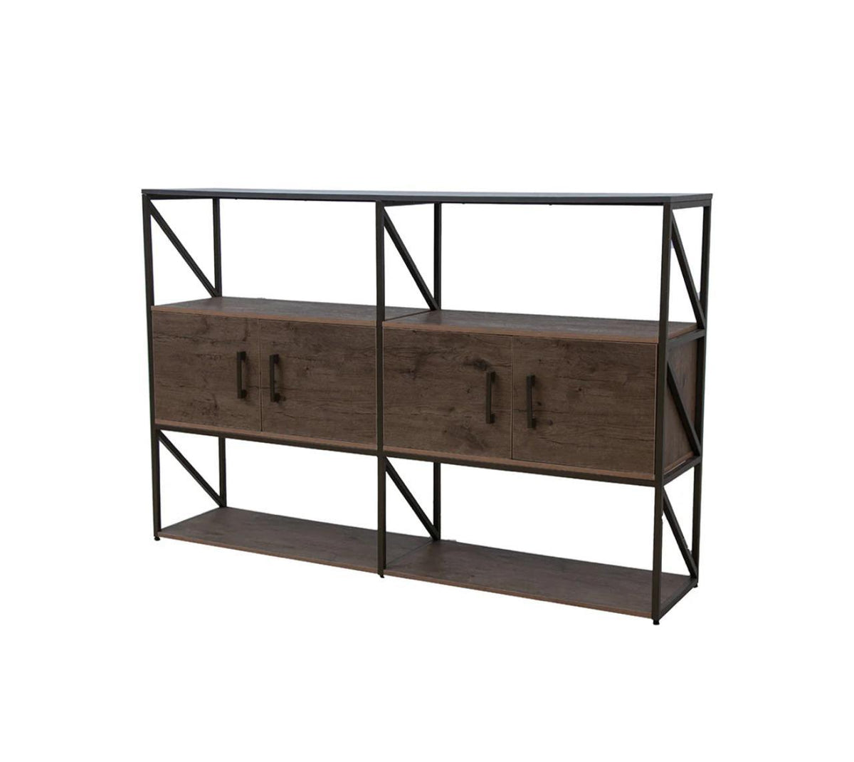 Modern Industrial Style Iron Rack with Cabinets