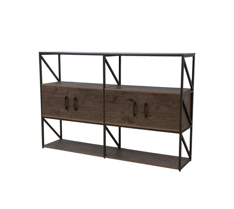Modern Industrial Style Iron Rack with Cabinets