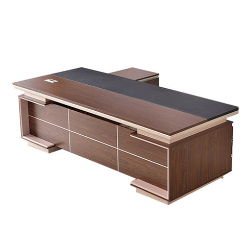 Modern Laminated Executive Office Desk with Side Storage Rack